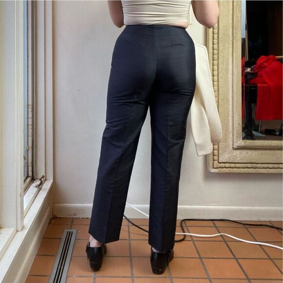 Parisian Signature Black 100% Silk Twill Ankle Length Slacks Pants - SZ 8 - Picture 5 of 9